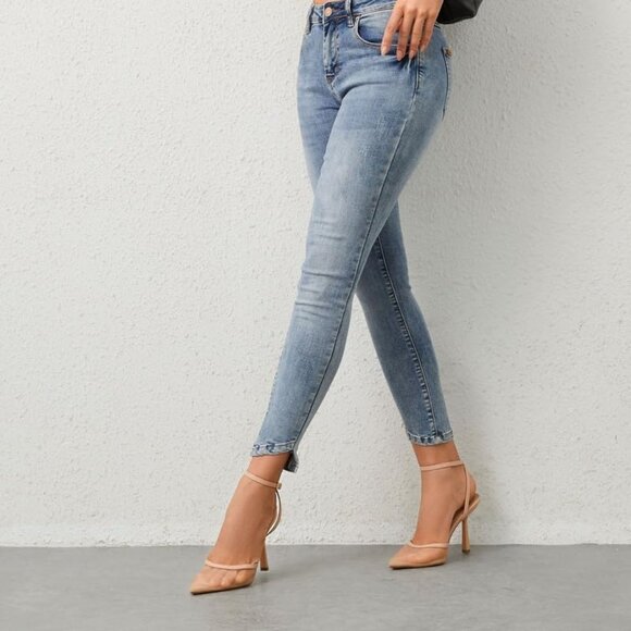 Women Nude Mesh Pumps Stiletto Wedding Dress Closed Toe Ankle Strap Heel Shoes - Picture 4 of 7